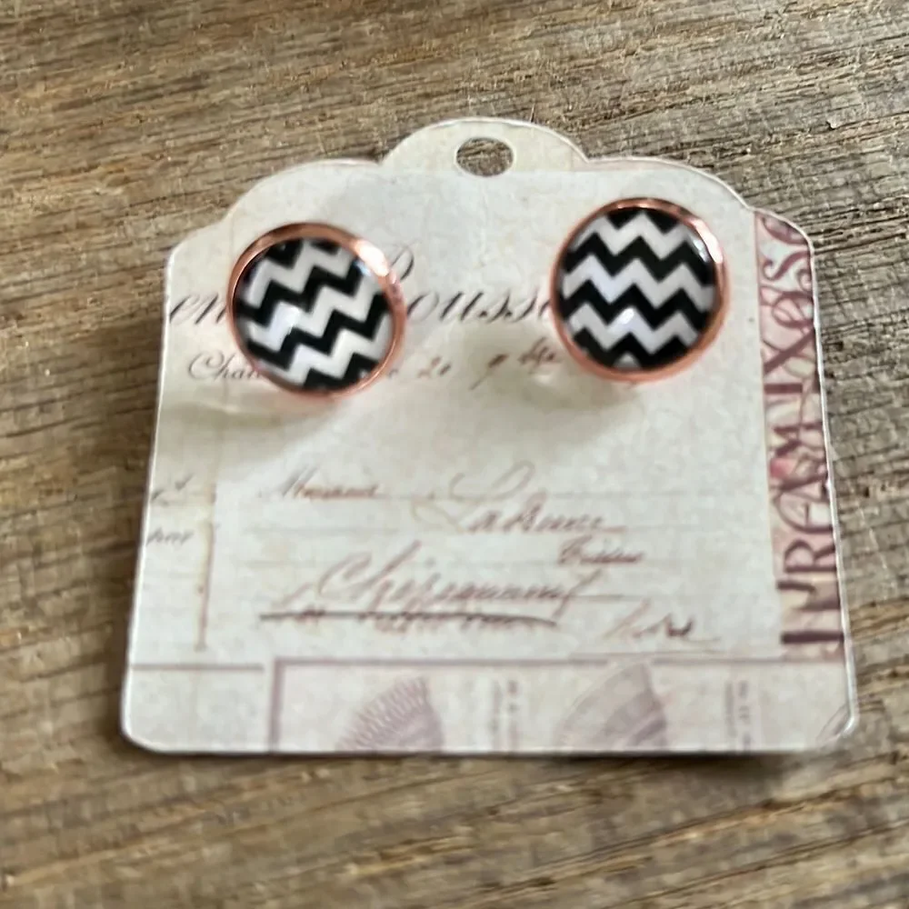 Cute NWT Chevron Pattern Earrings - Picture 2 of 5